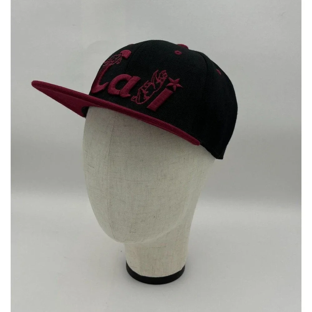 NWT California Republic Cali Snapback Hat Black Burgundy Embroidered Bear Adjust